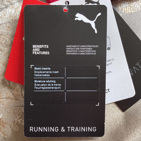 PUMA Fashion Luxe ELLAVATE Athletic Bra Persian Rouge Matte Foil Print Med NWT - Picture 11 of 12